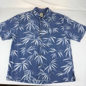 Jamaica Jaxx Blue Tropical Hawaiian Shirt Authentic Island Style Short Sleeve, L